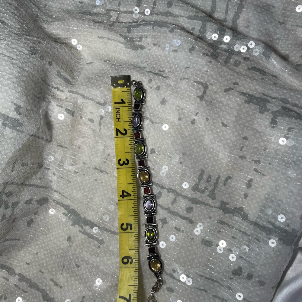 Multi-Gemstone Silver Link Bracelet - image 4